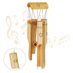 Relaxdays carillon  vent bambou moulin  vent son dcoration jardin bois feng shui mobile 73 cm nature ...