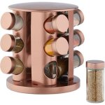 Relaxdays carrousel  pices 12 pots en verre prsentoir  pices inox rotatif 360 cuivr