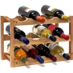 Relaxdays casier � bouteilles petit �tag�re � 3 niveaux pour 12 vins h x l x p : 28 x 425 x 21 cm nature ...