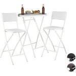 Relaxdays chaise de bar pliante lot de 2 avec dossier tabouret pliable bastian 115 x 44 x 63 cm blanche ...