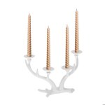 Relaxdays chandelier en bois de cerf candlabre chandelle  4 cm porte - bougie vintage en fonte quatre ...