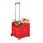 Relaxdays chariot de courses pliable 2 roues poign�e t�l�scopique jusqu� 35 kg poussette de march� rouge ...