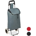 Relaxdays chariot de courses pliable sac amovible 28 lcaddie pour achats roulettes hlp 925x 42 x 28 cmgris ...