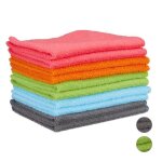 Relaxdays chiffons microfibre lot de 10 poussire vitres nettoyage mnage lavettes 40x30 cm lavable multicolor ...