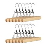 Relaxdays cintre pince pantalons crochet pivotant 360 bois lot de 12 pince jupe feutre hxlxp: 17 x 25 ...