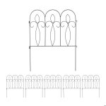 Relaxdays cl�ture jardin en m�tal 6 �l�ments avec ornements h x l: 81 x 63 cm bordures � planter noir ...