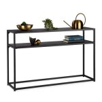 Relaxdays console 2 tages en mtal et bois mdf peu encombrante table d?appoint troite 70 x 110 x 30 ...