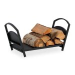 Relaxdays corbeille  bches mtal panier bois pliable hxlxp: 33x66x305 cm accessoire chemine pour intrieur ...
