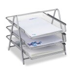 Relaxdays corbeille � courrier 3 niveaux porte - courrier 3 �tages m�tal bureau trieur documents a4 argent� ...