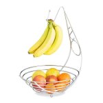 Relaxdays corbeille  fruits avec porte bananes en mtal chrom porte grappe de raisin sur pieds hxlxp: ...