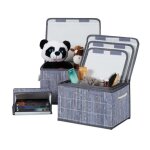 Relaxdays corbeille de rangement couvercle set de 5 panier en bambou tagre organiseur dcoration gris ...