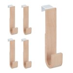 Relaxdays crochet de porte lot de 5 bois & fer patres pour vestes & serviettes hlp 13 x 25 x 6 cm blanc ...