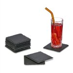 Relaxdays dessous de verre en ardoise lot de 10 sous - verre carr� 10x10�cm pour tasses verres d�co table ...