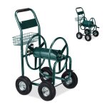 Relaxdays d�vidoir tuyau d?arrosage xl connexion par attelage jusqu?� 90 m de long chariot avec 4 roues ...