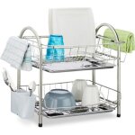 Relaxdays Égouttoir pour la vaisselle 2 niveaux plateaux acier inox et plastique hlp : 395 x 60 x 28 ... Relaxdays Égouttoir pour la vaisselle 2 niveaux plateaux acier inox et plastique hlp : 395 x 60 x 28 ...