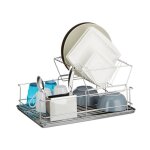Relaxdays egouttoir  vaisselle avec porte couverts en inox cuisine rcuprateur eau hxlxp: 235 x 48 ...