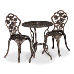 Relaxdays salon de jardin pour 2 personnes design romantique fonte daluminium pour le balcon noir et ...