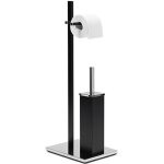 Ensemble support brosse wc porte - papier - relaxdays - inox - noir - dimensions 73x215x275 cm - design ...