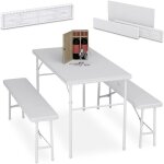 Relaxdays ensemble table pliante et 2 bancsblanc Relaxdays ensemble table pliante et 2 bancsblanc
