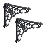 Relaxdays �querre �tag�re murale lot de 2 ancien support en fonte de fer ornements baroques vintage noir ...