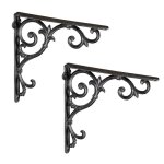 Relaxdays �querre �tag�re murale lot de 2 ancien support en fonte de fer ornements baroques vintage noir ...