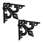 Relaxdays querre tagre murale lot de 2 ancien support en fonte de fer avec ornement lys vintage noir ...