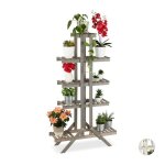 Relaxdays escalier  fleurs tagre bois escalier plantes 5 niveaux intrieur shabby142x83x25 cm gris ...