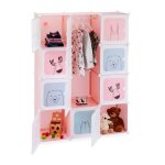 Relaxdays etag�re embo�table enfants motifs ludiques plastique armoire diy portes hlp 145x110x375cm rose ...