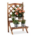 Relaxdays etag�re � fleurs treillis bois escalier plantes �chelle �tag�re plantes grille 2 marches br�l� ...