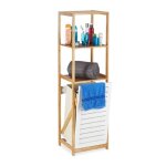 Relaxdays Étagère de salle de bain avec panier à linge bambou meuble sur pied 3 casiers hxlxp: 130 x ... Relaxdays Étagère de salle de bain avec panier à linge bambou meuble sur pied 3 casiers hxlxp: 130 x ...