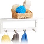 Relaxdays tagre murale avec 4 patres 175 x 50 x 16 cm bambou porte - serviette garde - robe suspension ...