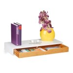 Relaxdays étagère murale tiroir hxlxp: 8 x 60 x 24 cm console au mur style scandinave bois mdf bambou ... Relaxdays étagère murale tiroir hxlxp: 8 x 60 x 24 cm console au mur style scandinave bois mdf bambou ...
