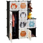 Relaxdays tagre rangement enfants casier modulable plastique animaux penderie armoire portes tringle ...