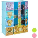 Relaxdays tagre rangement enfants casier modulable plastique animaux penderie armoire portes tringle ...