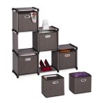 Relaxdays tagre de rangementpaniers en tissu 6 compartiments hlp: 110x108x31 cm acier et tissu cubes ...