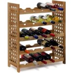 Relaxdays tagre  vins rangements 25 bouteilles de vin bois noyer 5 niveaux h x l x p : 73 x 63 x 25 ...