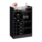 Relaxdays tagre  vin rangement pour 8 bouteilles support  verre de vin support  vin 63 x 50 x 28 ...