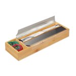 Relaxdays distributeur film alimentaire tiroir papier alu et fracheur bambou et inox hlp: 55x395x13cm ...