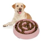 Gamelle anti - glouton - relaxdays - 400 ml - plastique - rose - pour chiens moyens