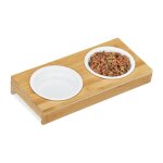 Relaxdays gamelle double chats & petits chiens 2x bols c�ramique 200 ml chaque lave - vaisselle bambou ...