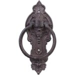 Relaxdays heurtoir de porte antique anneau de frappe pour porte style rustique fonte de fer 255x105x25 ...