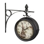 Relaxdays horloge murale se lit des deux c�t�s tour eiffel design r�tro analogique hlp : 34x35x10 cm ...