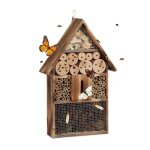 Relaxdays h�tel � insectes en bois br�l� 50 cm � suspendre abri abeille refuge papillon grillage nature: ...