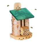 Relaxdays h�tel � insectes nid pour abeilles sauvages & gu�pes jardin balcon 25 x 15 x 115 cm nature ...