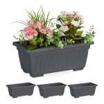 Relaxdays jardinires lot de 4 intrieur et extrieur pot de fleurs carr hlp 14 x 34 x 185cm plastique ...