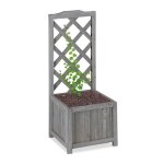 Relaxdays jardini�re avec treillis espalier tuteur plantes grimpantes bac � fleurs bois vigne lierre ...