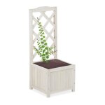 Relaxdays jardini�re avec treillis espalier tuteur plantes grimpantes bac � fleurs bois vigne rose 20 ...
