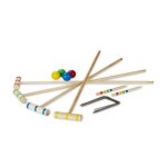 Relaxdays jeu de croquet 4 joueurs enfants & adultes set complet avec sac lot bois maillets 75 cm nature ...