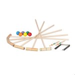 Relaxdays jeu de croquet en bois 6 joueurs enfants et adultes set complet avec sac maillets plusieurs ...