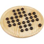 Relaxdays jeu solitaire planche ronde pour jeux 33 billes enfants et adultes un joueur en bois jeu de ...